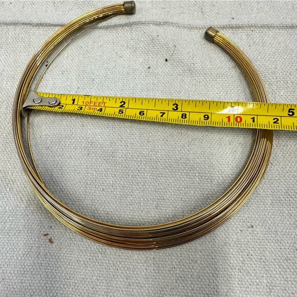 Vintage gold tone statement multi strand choker collar necklace - Picture 12 of 12